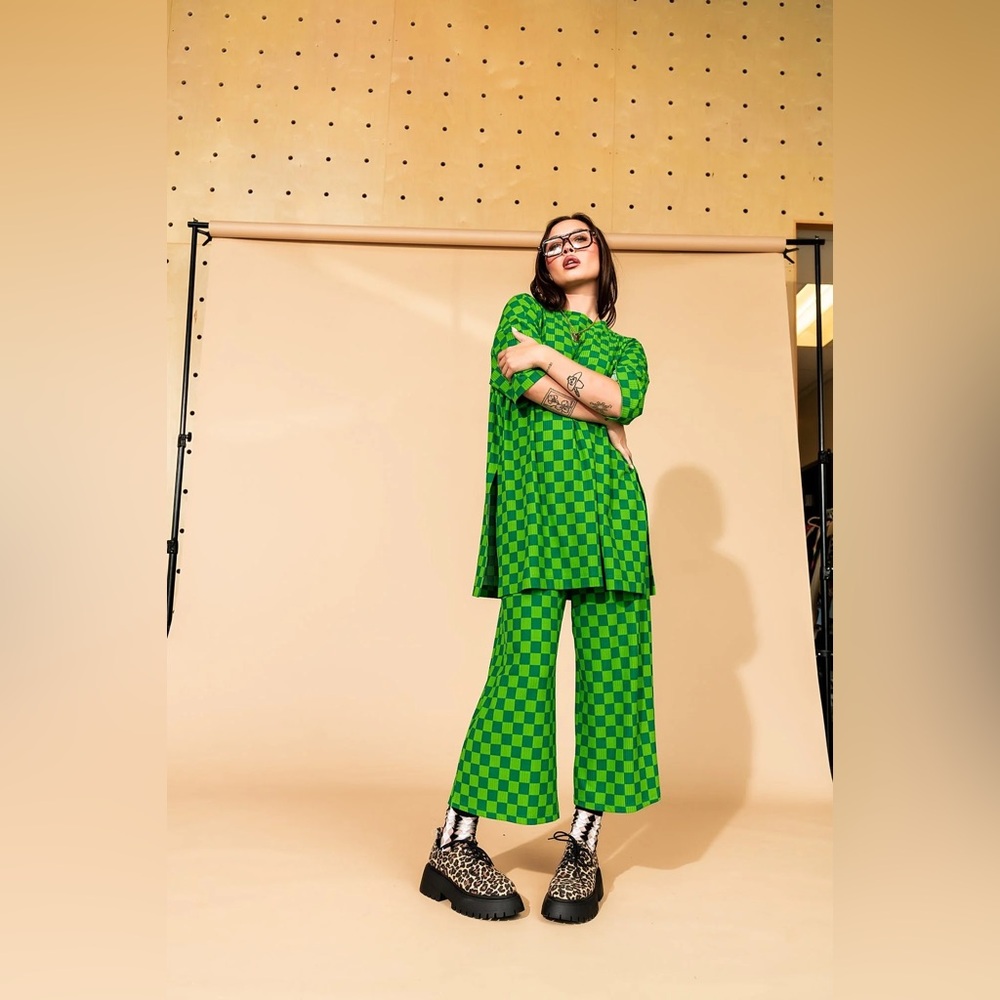 Dressed in LALA Green Checker Tunic Set